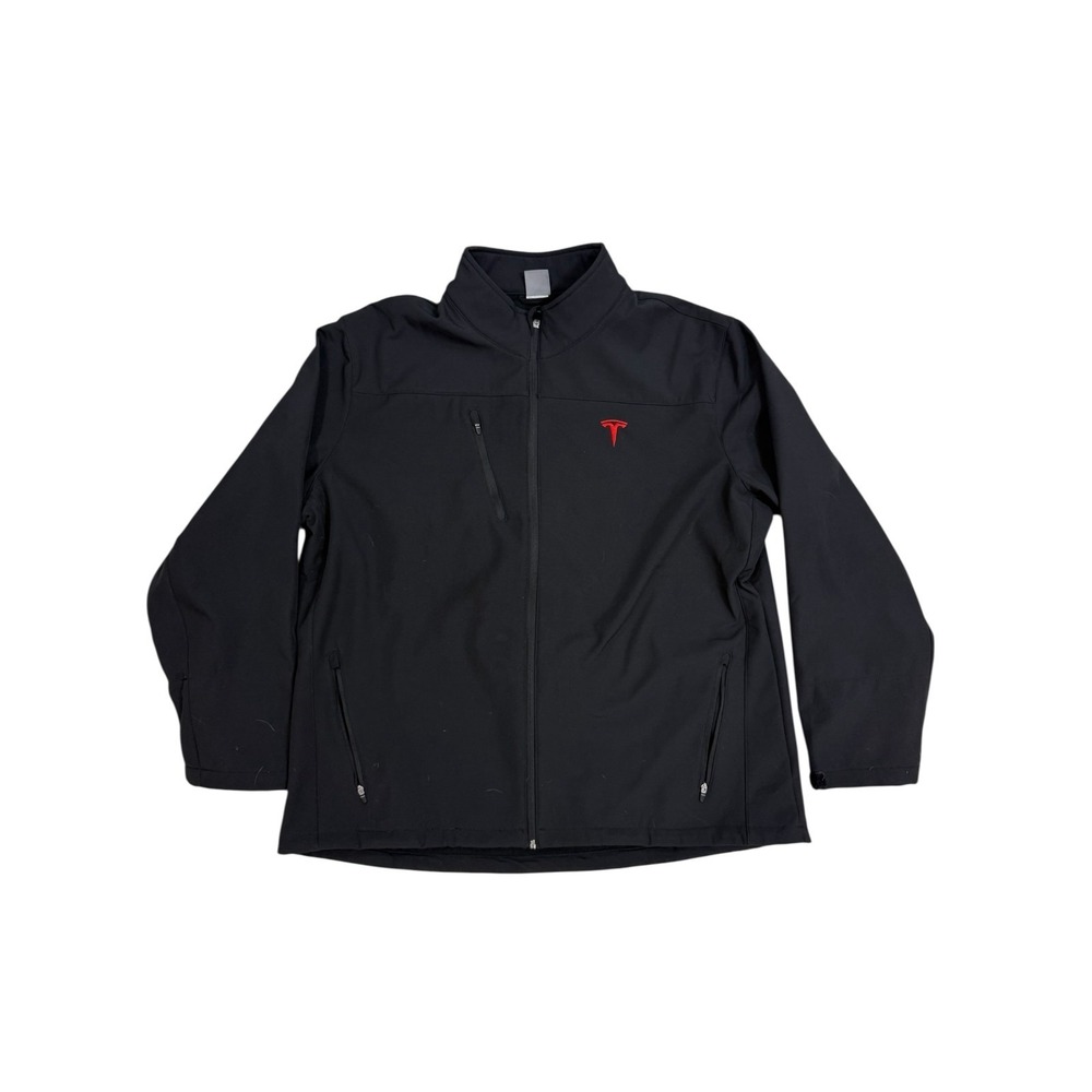 Tesla Motors Corporate Employee Jacket Mens 2X Black Fleece Lined Logo Full Zip